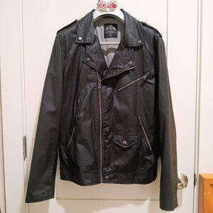 Men's Express Black Moto Jacket 100% Coated Cotton, Cotton Lining Size L - Nice!